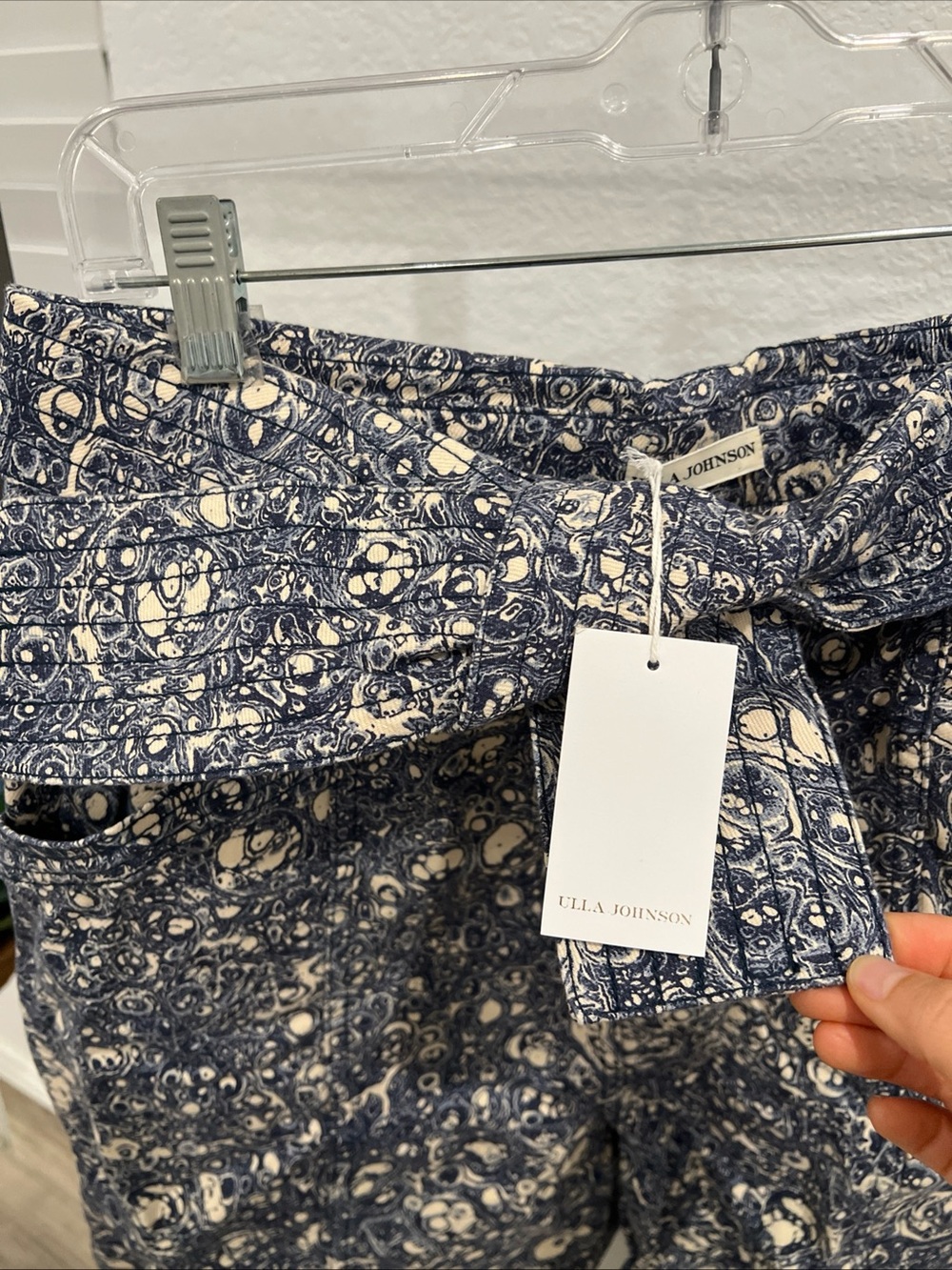 Ulla Johnson Navy and Cream Printed High-Waist Jeans - Picture 4 of 8